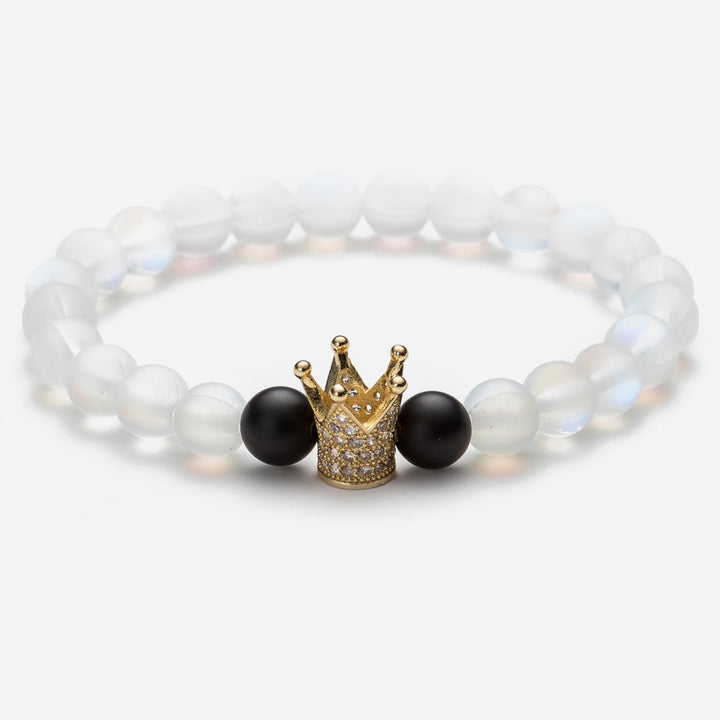 Crown Couple Glass Bead Bracelet