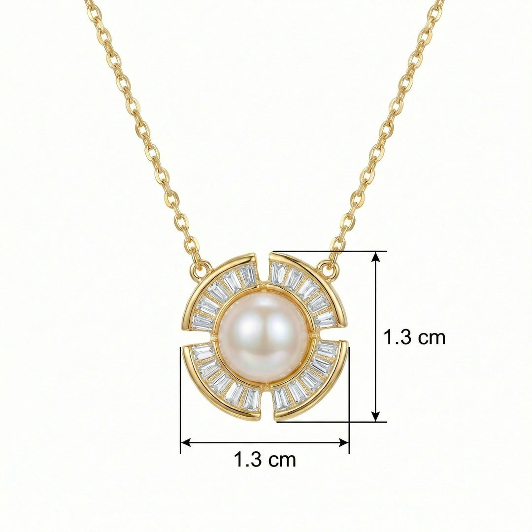 🌟 Pearl & Sunburst Baguette Necklace