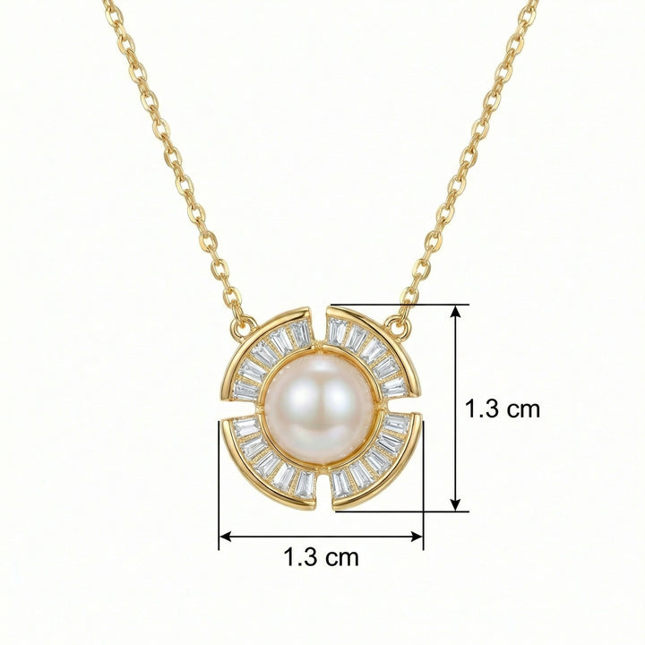 🌟 Pearl & Sunburst Baguette Necklace