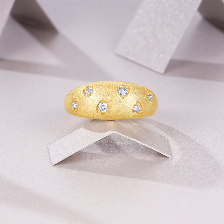 💍 Engraved Minimalist Moissanite Ring – Gold-Plated S925 Silver (4.5g, Sizes 5–9) 💍
