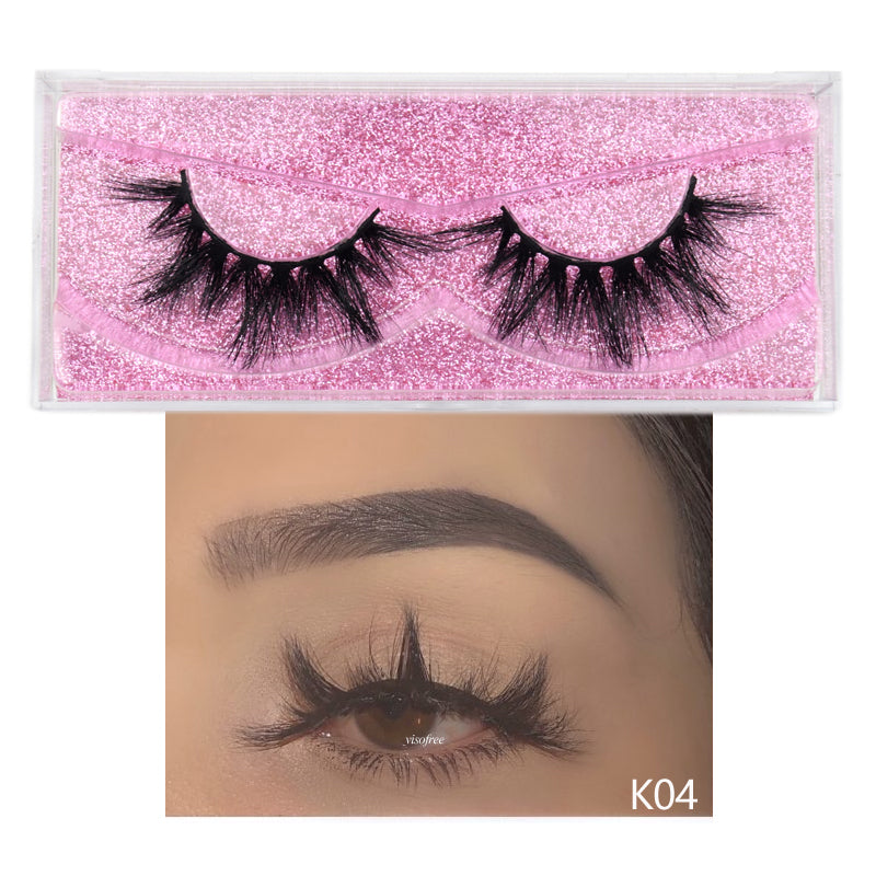 👁️✨ 3D False Eyelashes – Reusable Glam Lash Set with Pink Glitter Box