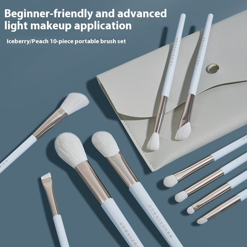 ✨ 10-Piece Portable Makeup Brush Set — Fiber Wool Beauty Tools 💄