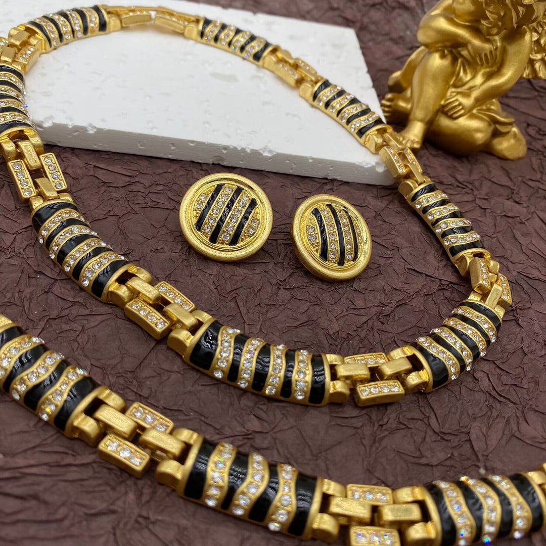 Women’s Handmade Snake-Shaped Rhinestone Jewelry – Necklace, Bracelet & Stud Earrings Set
