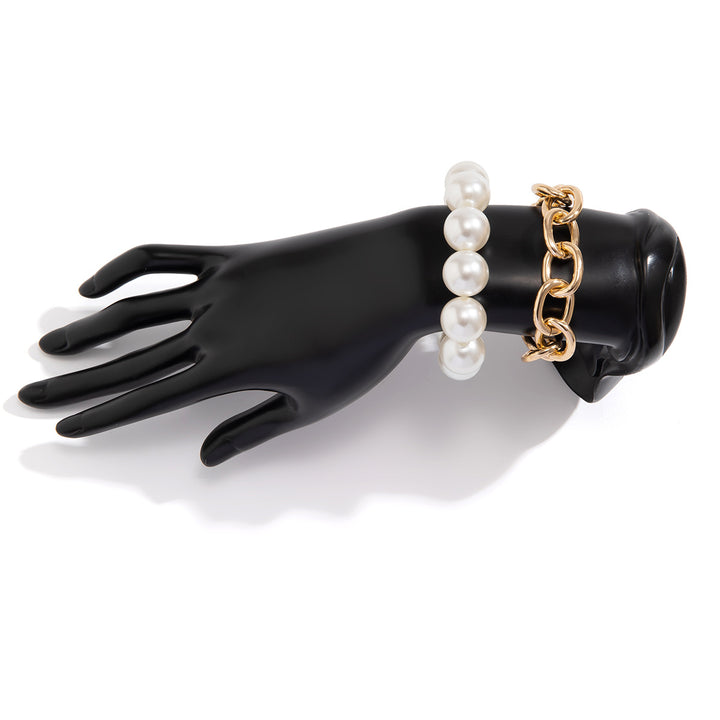 Exaggerated Big Round Bead Pearl Bracelet – Bold & Chic Set