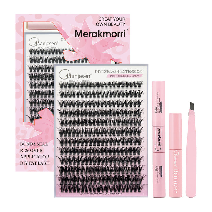 👁️✨ Eyelash Extension Kit Four-Piece Set – Single Cluster Natural Lash Box