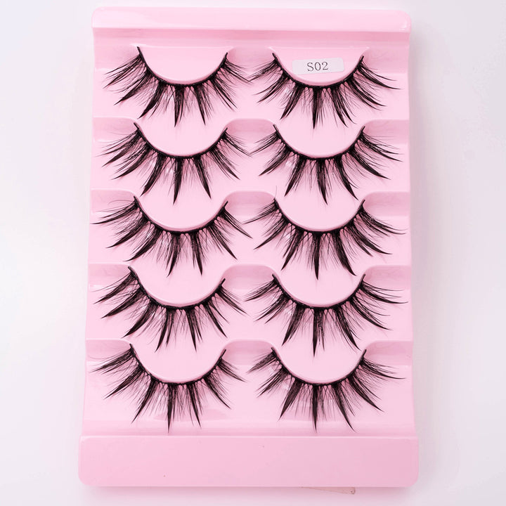👁️✨ Natural 3D Dramatic Fairy Clusters Manga Lashes – 5 Pairs Wispy False Eyelashes (10–15MM)