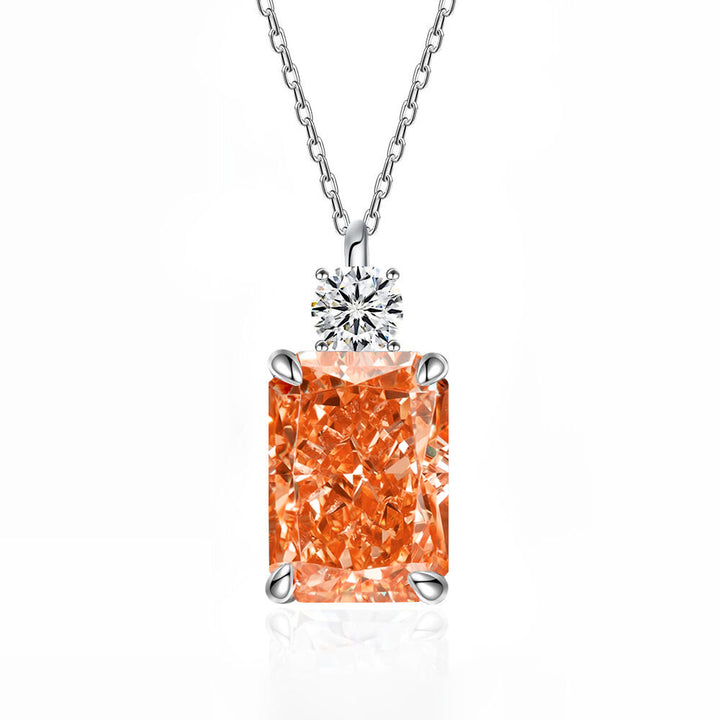 Women’s Deep Tanzanite Rectangular Necklace – 925 Silver Ice-Flower Cut Diamond Pendant