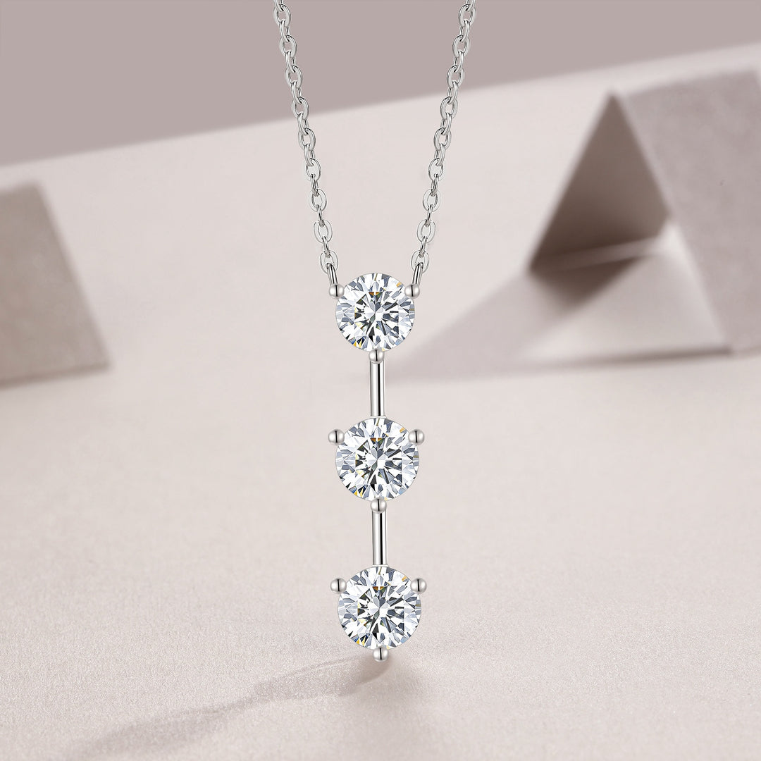 Luxury 1-Carat Moissanite Pendant Necklace Set – Gold-Plated S925 Silver