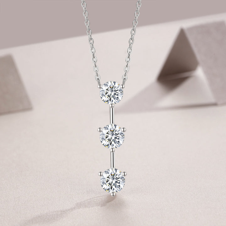 Luxury 1-Carat Moissanite Pendant Necklace Set – Gold-Plated S925 Silver