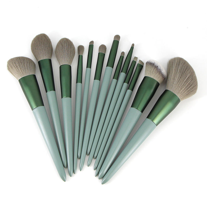 ✨ Green Wooden Handle Quick-Drying Soft Fur Makeup Brush Set 💄🌿