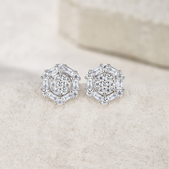 Luxury Minimalist Moissanite Stud Earrings for Women & Men – Platinum-Plated S925 Silver