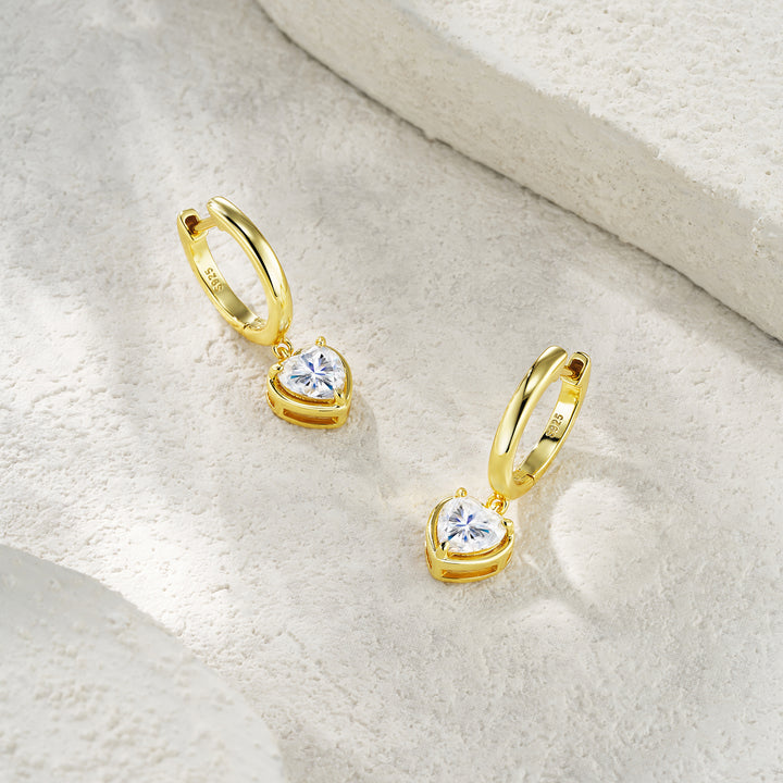 Heart-Shaped Morganite Stud Earrings – Gold-Plated S925 Silver