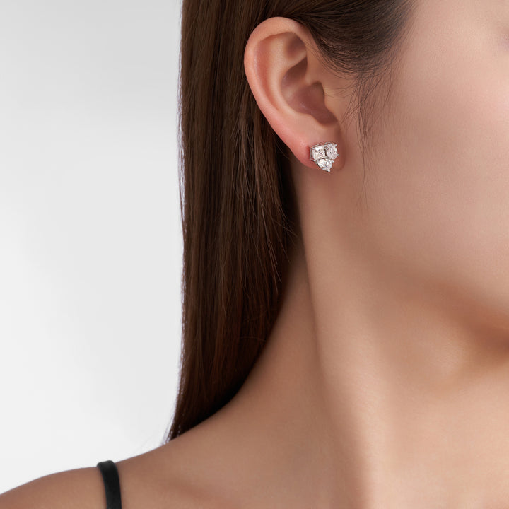Luxury Minimalist Moissanite Stud Earrings – Platinum-Plated S925 Silver