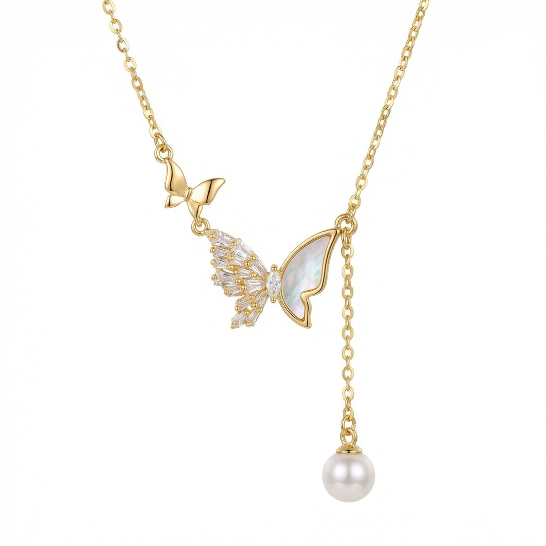 🦋 925 Sterling Silver Butterfly & Pearl Necklace