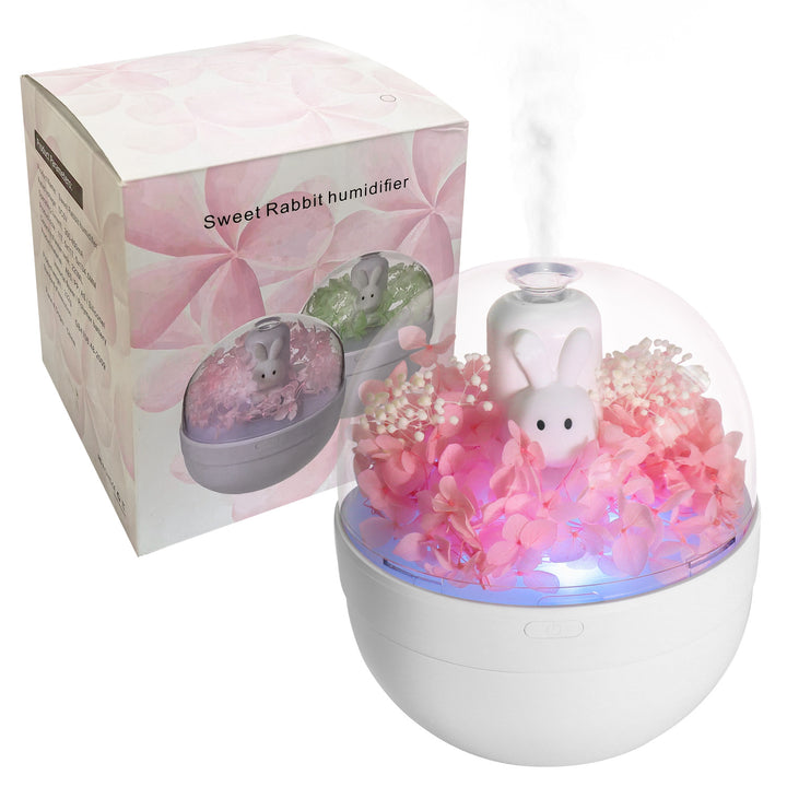 🐰🌸 Creative Rabbit Preserved Flower Aromatherapy Humidifier | Decorative Essential Oil Diffuser ✨
