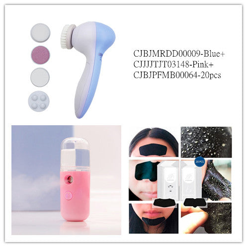 💖✨ 5-in-1 Electric Facial Cleansing Instrument | Multi-Head Skin Care & Massage Beauty Device