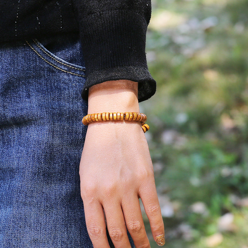 Unisex Wooden Bead Bracelet – Geometric Design