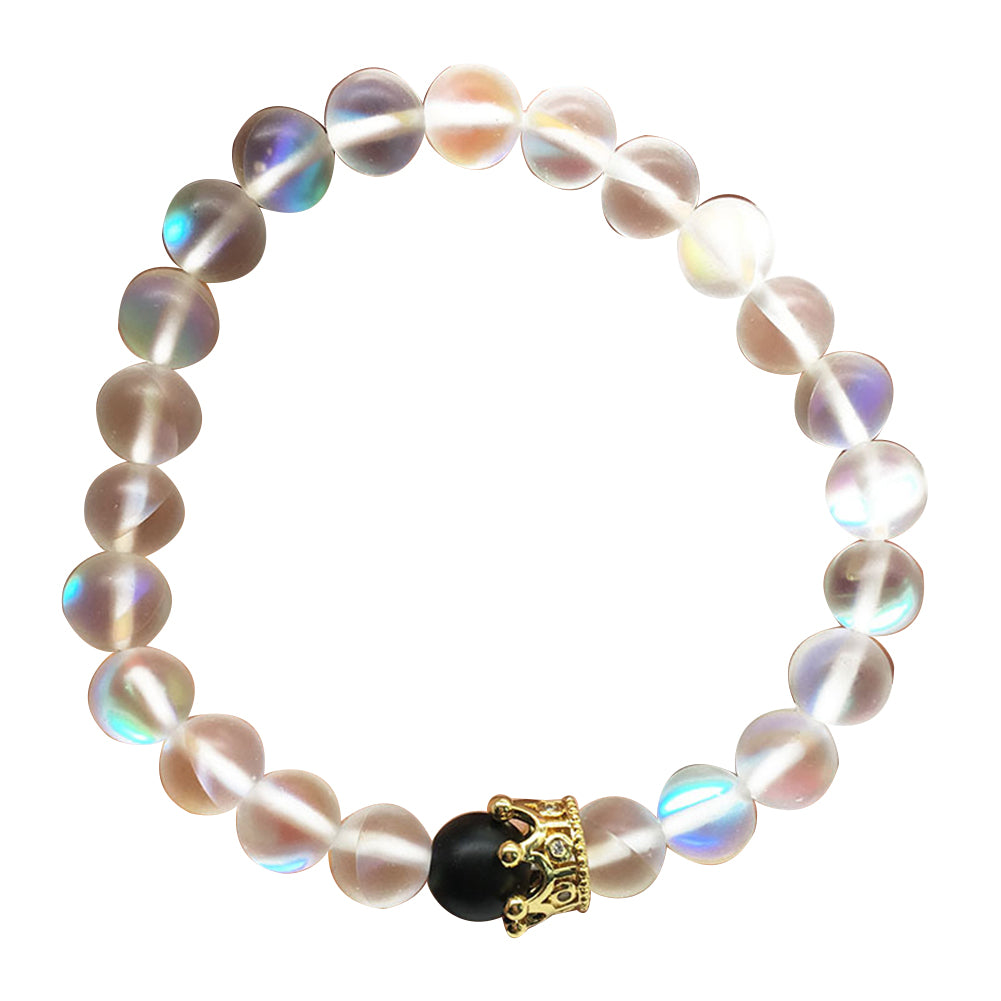 Crown Couple Glass Bead Bracelet