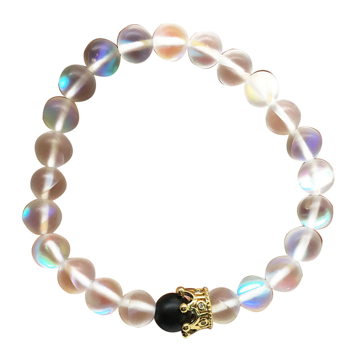 Crown Couple Glass Bead Bracelet