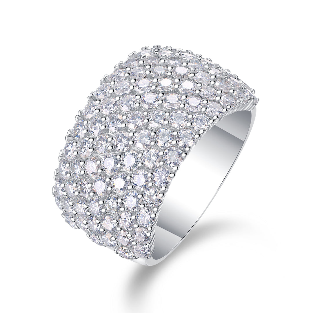 💎 Dynamic & Dazzling Moissanite Wedding Ring Set – Platinum-Plated S925 Silver (6.8g, Sizes 5–9) 💎
