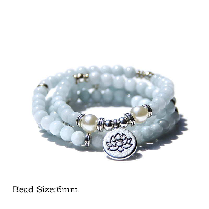 Women’s Fashion Vintage Natural Stone Bracelet – Angel Echeveria & Lotus Design