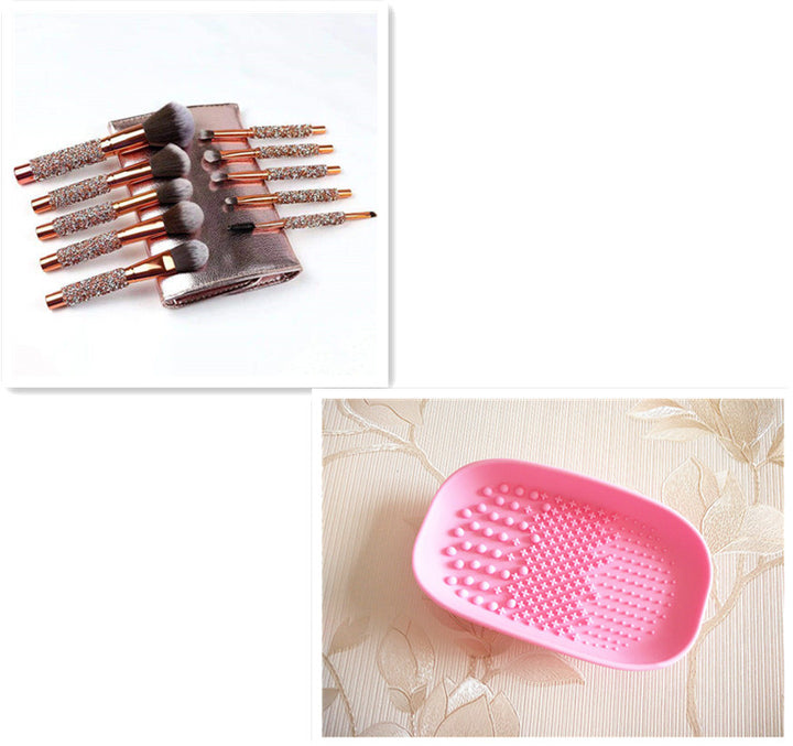 ✨ 10-Piece Diamond-Encrusted Makeup Brush Set — Luxury Beauty Tools 💄💎