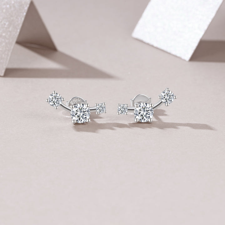Minimalist Platinum-Plated Morganite Stud Earrings – S925 Silver
