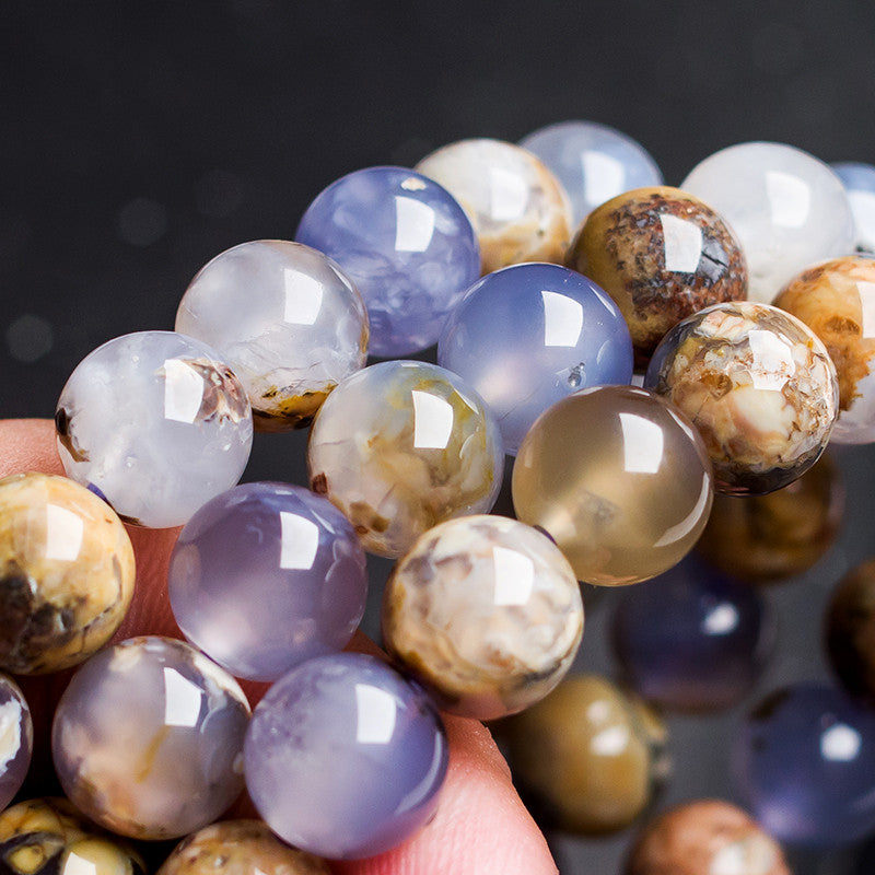Natural Blue Agate Crystal Bracelet – Single Circle