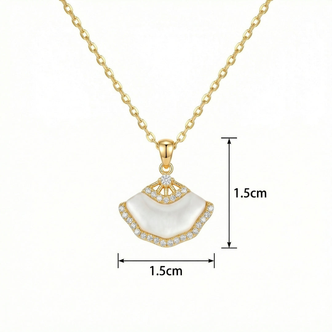 ✨ 925 Sterling Silver Fan-Shaped Mother-of-Pearl Necklace