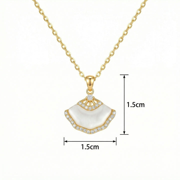 ✨ 925 Sterling Silver Fan-Shaped Mother-of-Pearl Necklace