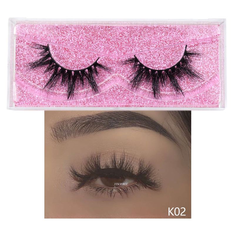 👁️✨ 3D False Eyelashes – Reusable Glam Lash Set with Pink Glitter Box