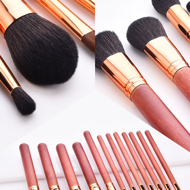 ✨ 12-Piece Makeup Brush Set — Red Wooden Handle Beauty Tools 💄❤️