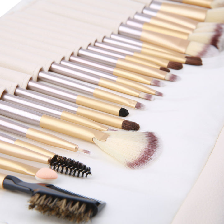 ✨ Beige Champagne Makeup Brush Set — 24-Piece Luxury Beauty Kit 💄🥂
