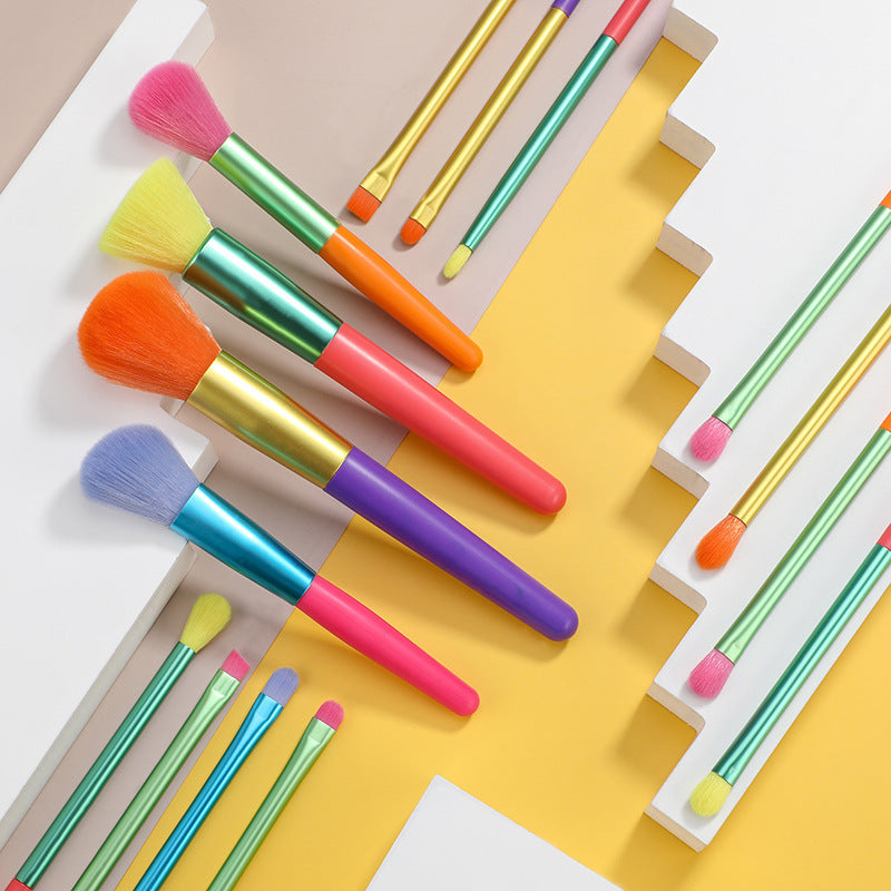 ✨ 15-Piece Multi-Color Makeup Brush Set — Rainbow Beauty Tools 💄🌈