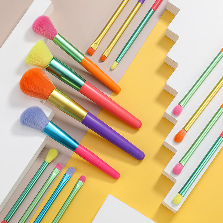 ✨ 15-Piece Multi-Color Makeup Brush Set — Rainbow Beauty Tools 💄🌈