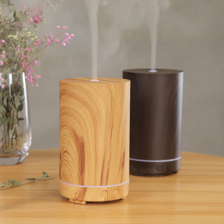 🌿💧 Wood Grain Humidifier | Compact Aromatherapy Diffuser 🌙✨