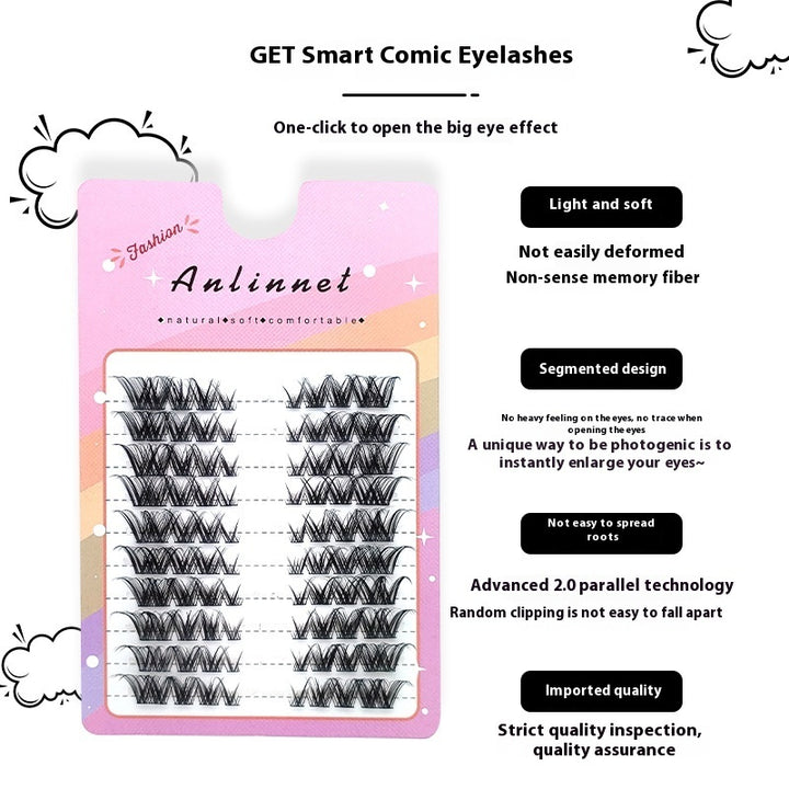 👁️🦊 Fox Eye 10 Rows False Eyelashes – Oblique Flying Single Cluster Lash Set