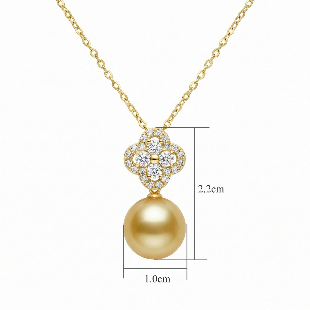 ✨ 925 Sterling Silver Diamond Quatrefoil Necklace with South Sea Pearl ✨