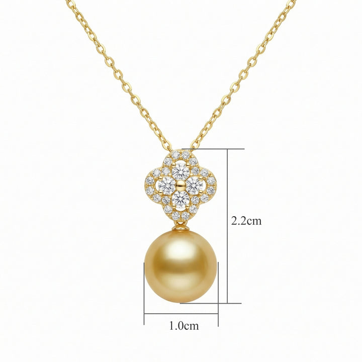 ✨ 925 Sterling Silver Diamond Quatrefoil Necklace with South Sea Pearl ✨