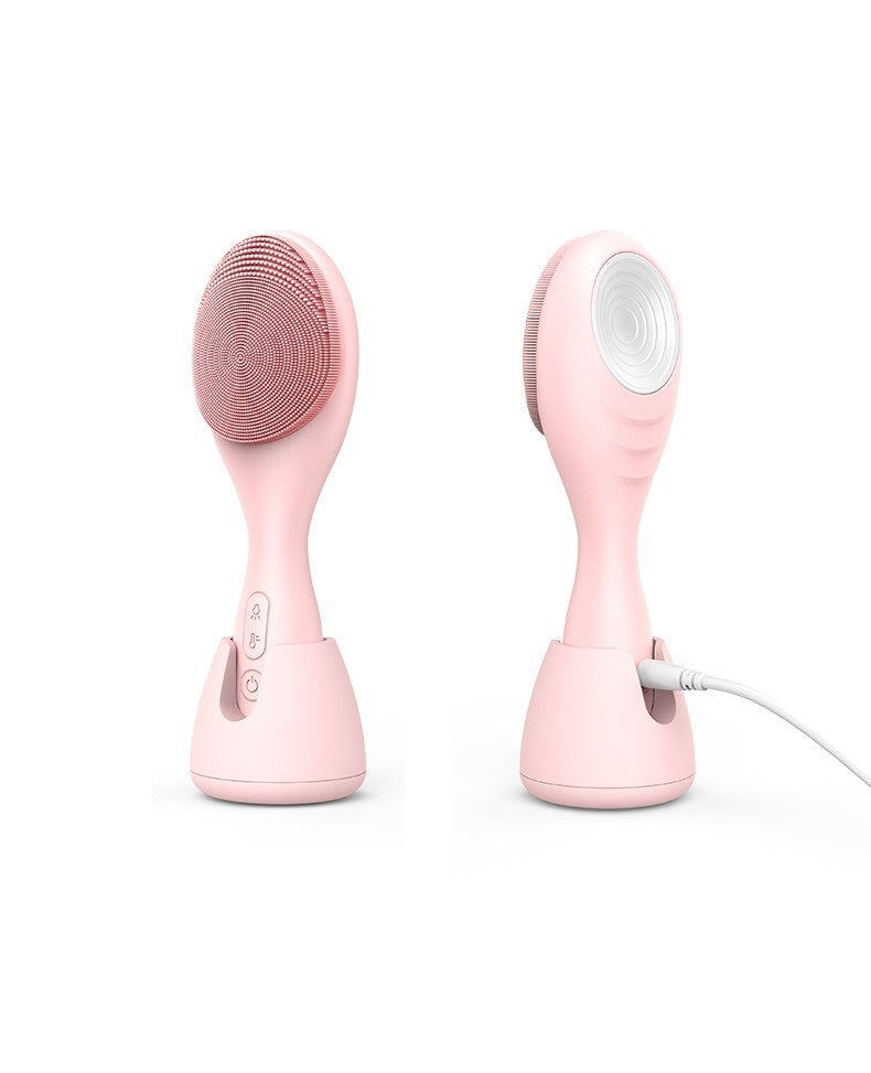 💖🧼 Electric Washing Brush | Ultrasonic Silicone Facial Cleanser with Heat & Light Therapy
