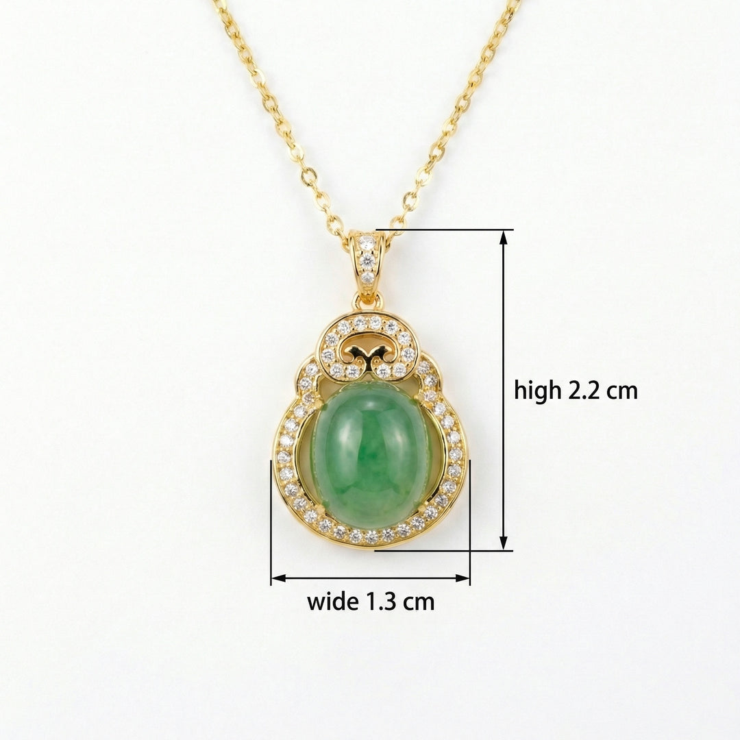 ✨ 925 Sterling Silver Green Jade Ruyi Necklace