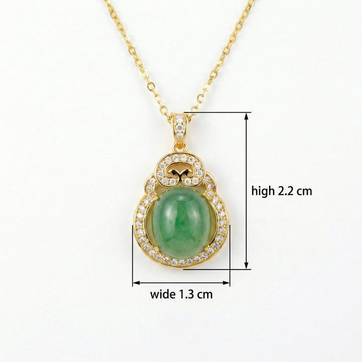 ✨ 925 Sterling Silver Green Jade Ruyi Necklace