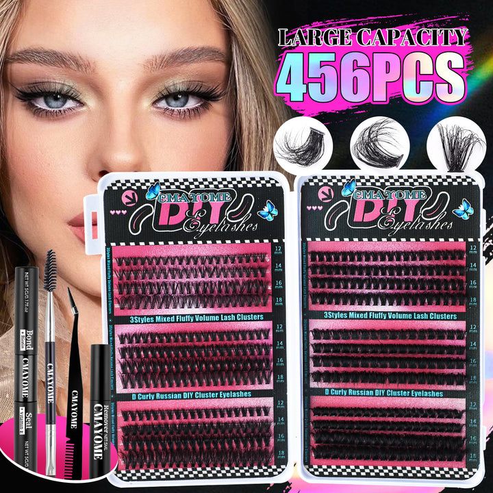 👁️✨ DIY 456 Clusters Large Capacity Eyelashes Assortment Pack – Lash Extension Kit