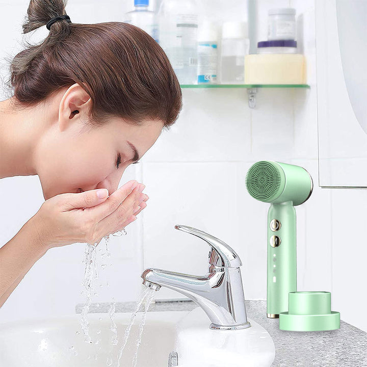 💖🌀 6-in-1 Electric Facial Cleansing Brush | Hot & Cold Compress Display Device