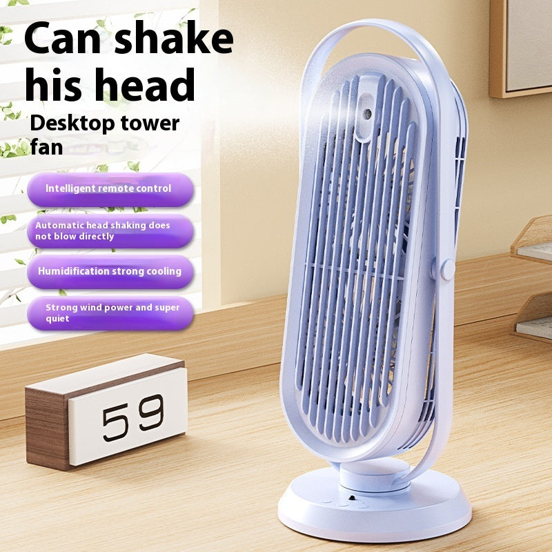 🌬️💧 USB Tower Fan Humidifier | Shaking Head Large Wind Spray Air Cooler