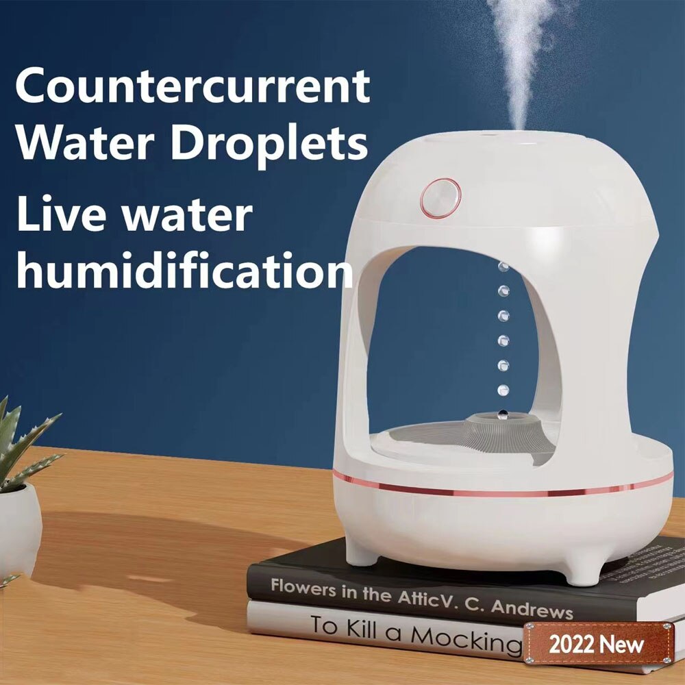 💧✨ Anti-Gravity Water Drop Humidifier | LED Night Light Fountain Mist Lamp 🌊