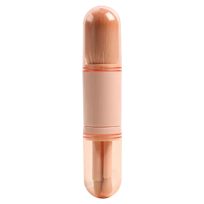 🖌️ 4-in-1 Portable Makeup Brush Set – Compact Travel Beauty Brush with Dual Caps 💄✨