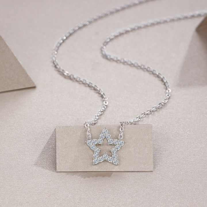 Luxury Minimalist Star Moissanite Pendant Necklace – Gold-Plated S925 Silver