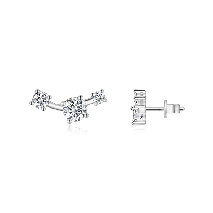 Minimalist Platinum-Plated Morganite Stud Earrings – S925 Silver