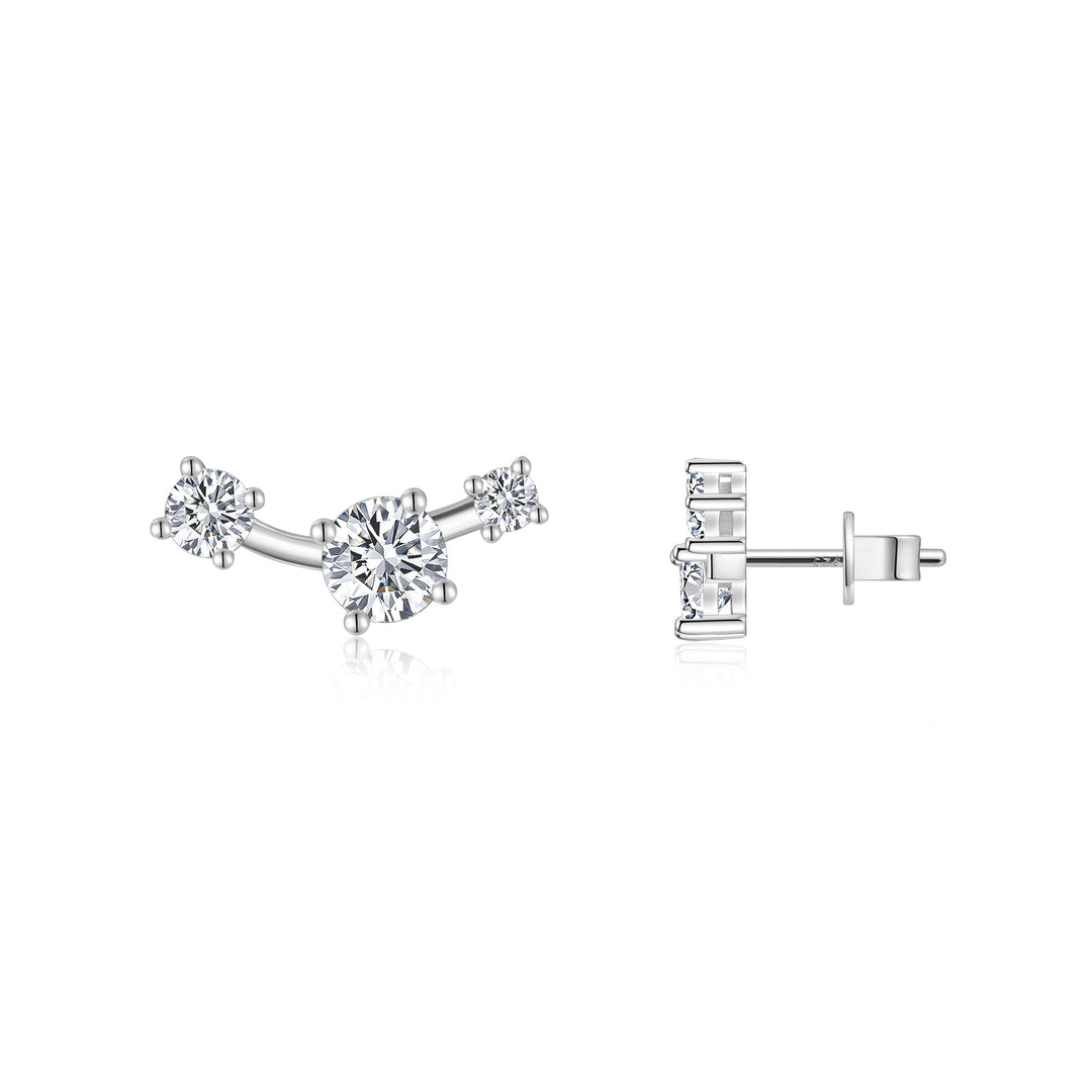 Minimalist Platinum-Plated Morganite Stud Earrings – S925 Silver